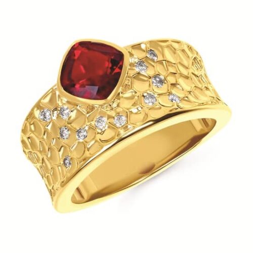 Yellow Gold Garnet Ring