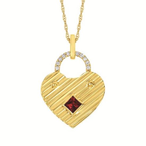 Gold Heart and Garnet Necklace