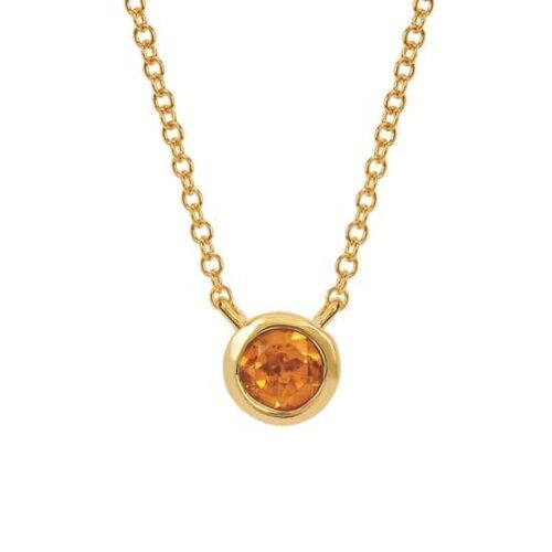 Citrine Bezel Set Solitaire Necklace