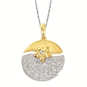 Diamond Disc Flower Pendant Necklace