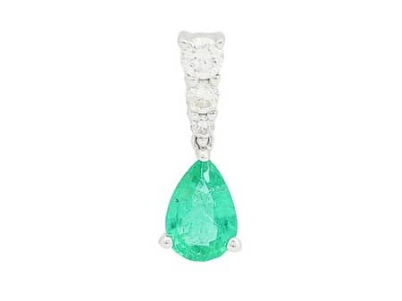 Pear Emerald and Diamond Pendant