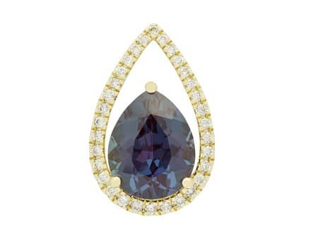 Pear Shaped Created Alexandrite and Diamond Pendant