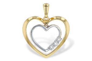 Two Tone Double Heart Diamond Pendant