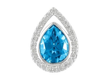 Blue Topaz and Diamond Pendant