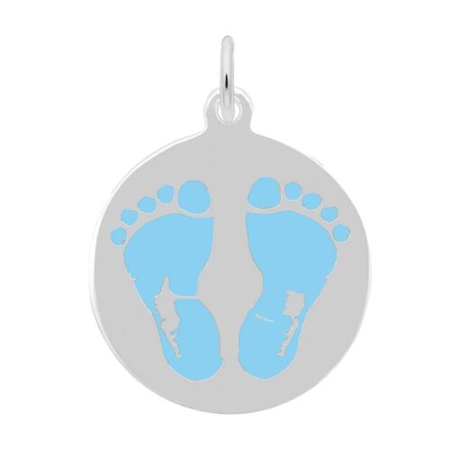 Painted Baby Feet Disc Charm – Blue