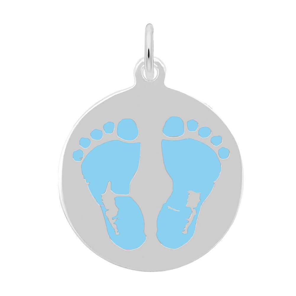 Painted Baby Feet Disc Charm – Blue