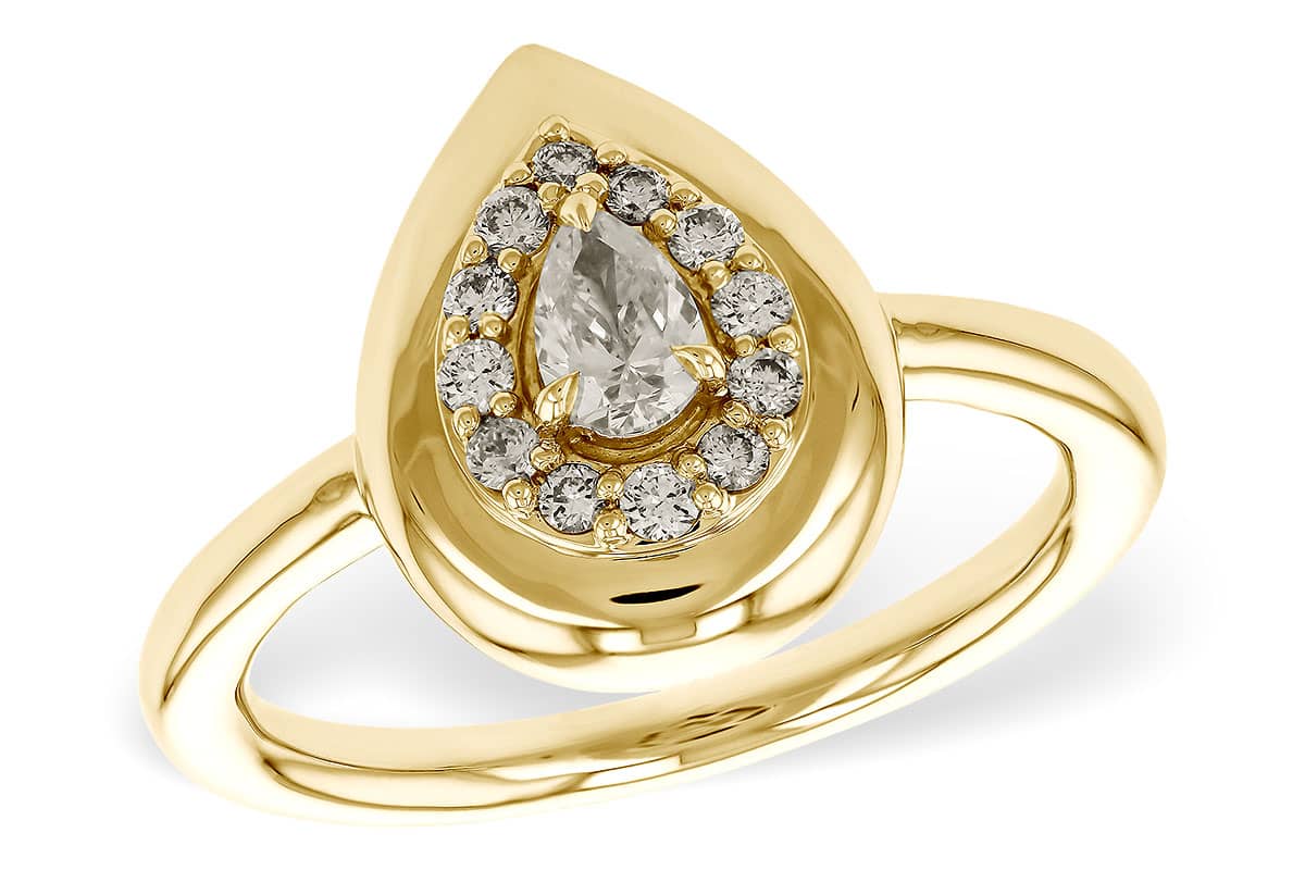 Pear Diamond Halo Ring 1 Pear Diamond Halo Ring