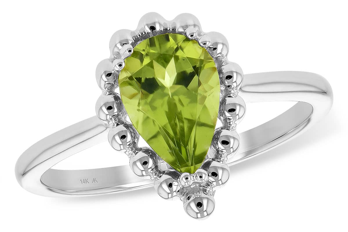 Peridot Teardrop Ring with Bead Accents