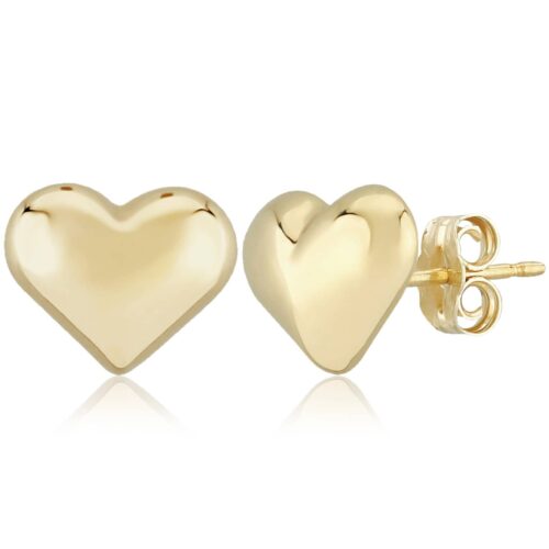 Puffed Gold Heart Earrings