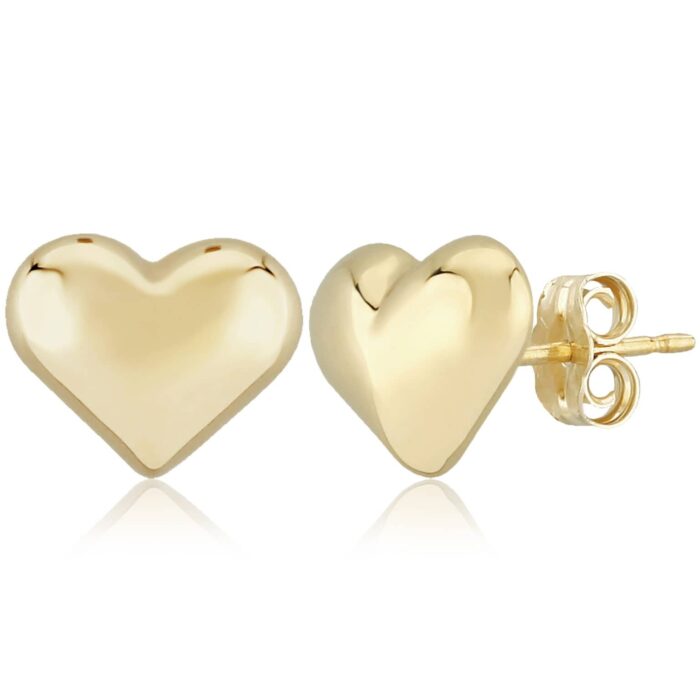 Puffed Gold Heart Earrings