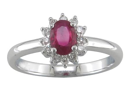 Diamond Halo Ruby Ring