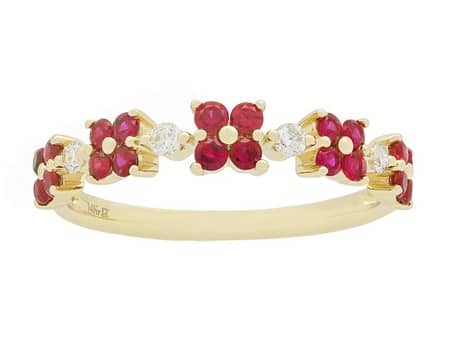 Ruby & Diamond Floral Ring