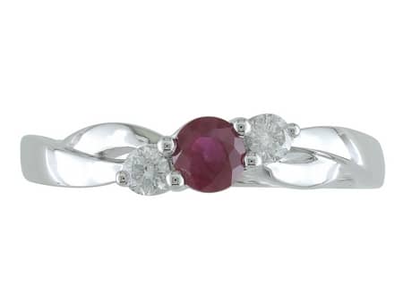 Three Stone Ruby and Diamond Ring