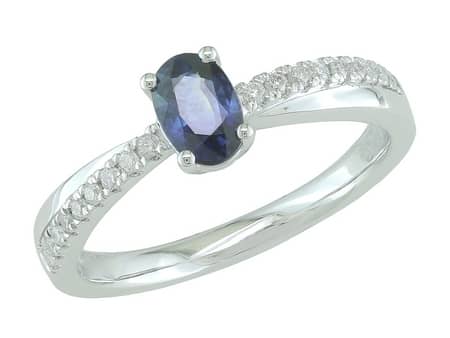 Blue Sapphire and Diamond Ring