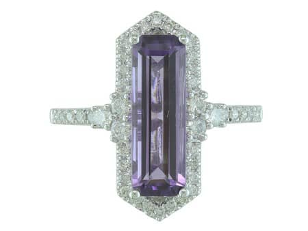 Elongated Elegance North South Set Amethyst Ring