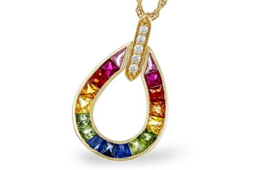 Rainbow Sapphire Pear Pendant