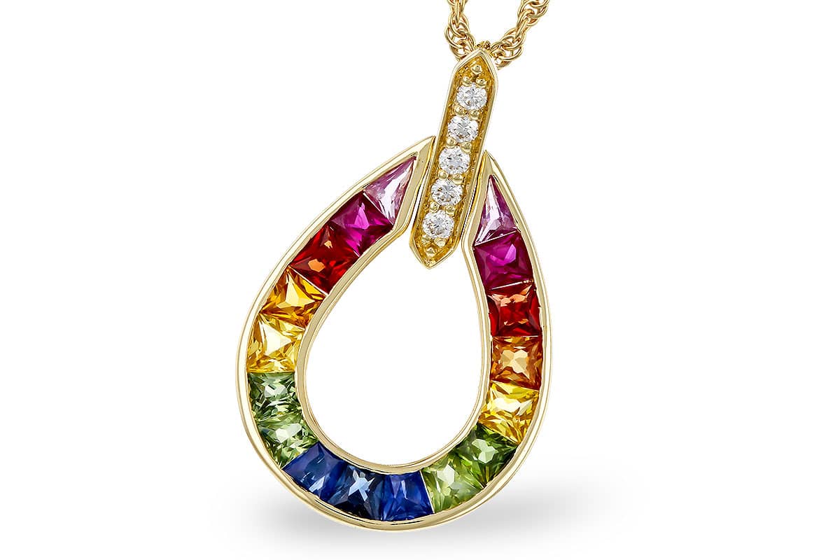 Rainbow Sapphire Pear Pendant