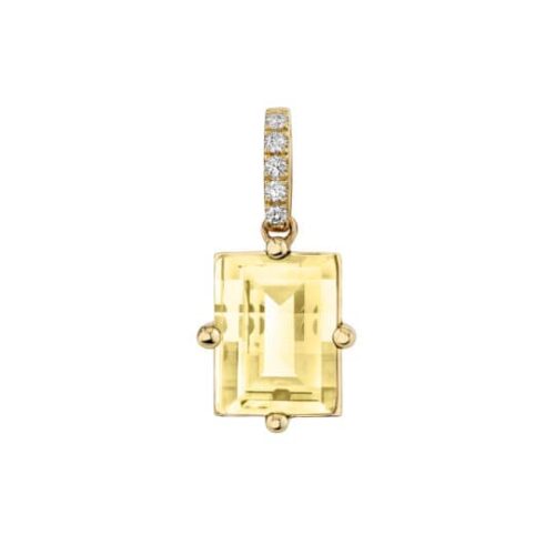 Rectangular Lemon Citrine with Diamond Bail