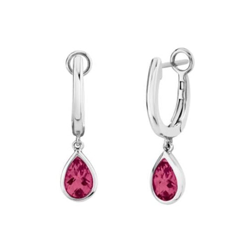 Rhodolite 14kt White Gold Huggies