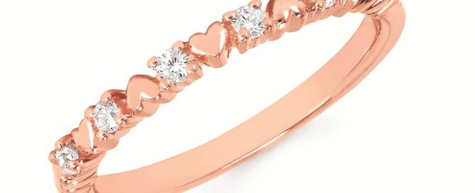 Rose Gold Diamond and Heart Stackable Band