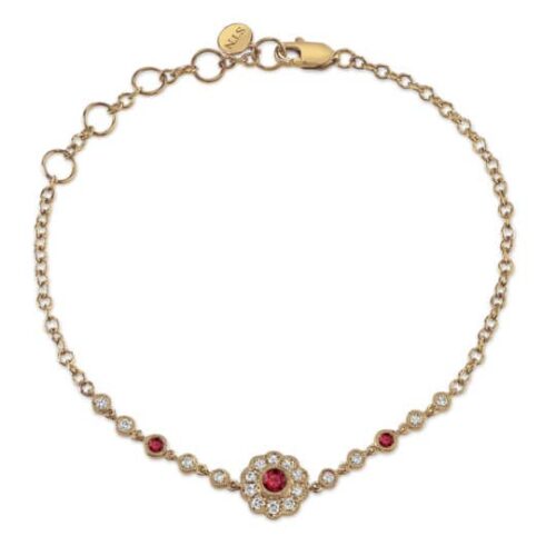Ruby 14kt Yellow Gold Bracelet with Diamonds 1 Ruby 14kt Yellow Gold Bracelet with Diamonds