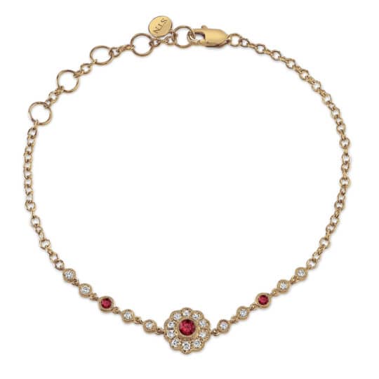 Ruby 14kt Yellow Gold Bracelet with Diamonds 1 Ruby 14kt Yellow Gold Bracelet with Diamonds