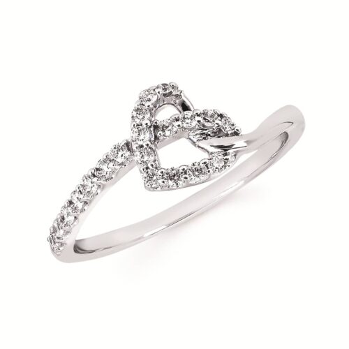 Silver Diamond Side Heart Ring