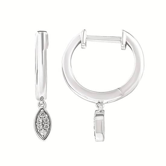 Diamond Dangle Hoops In Sterling Silver