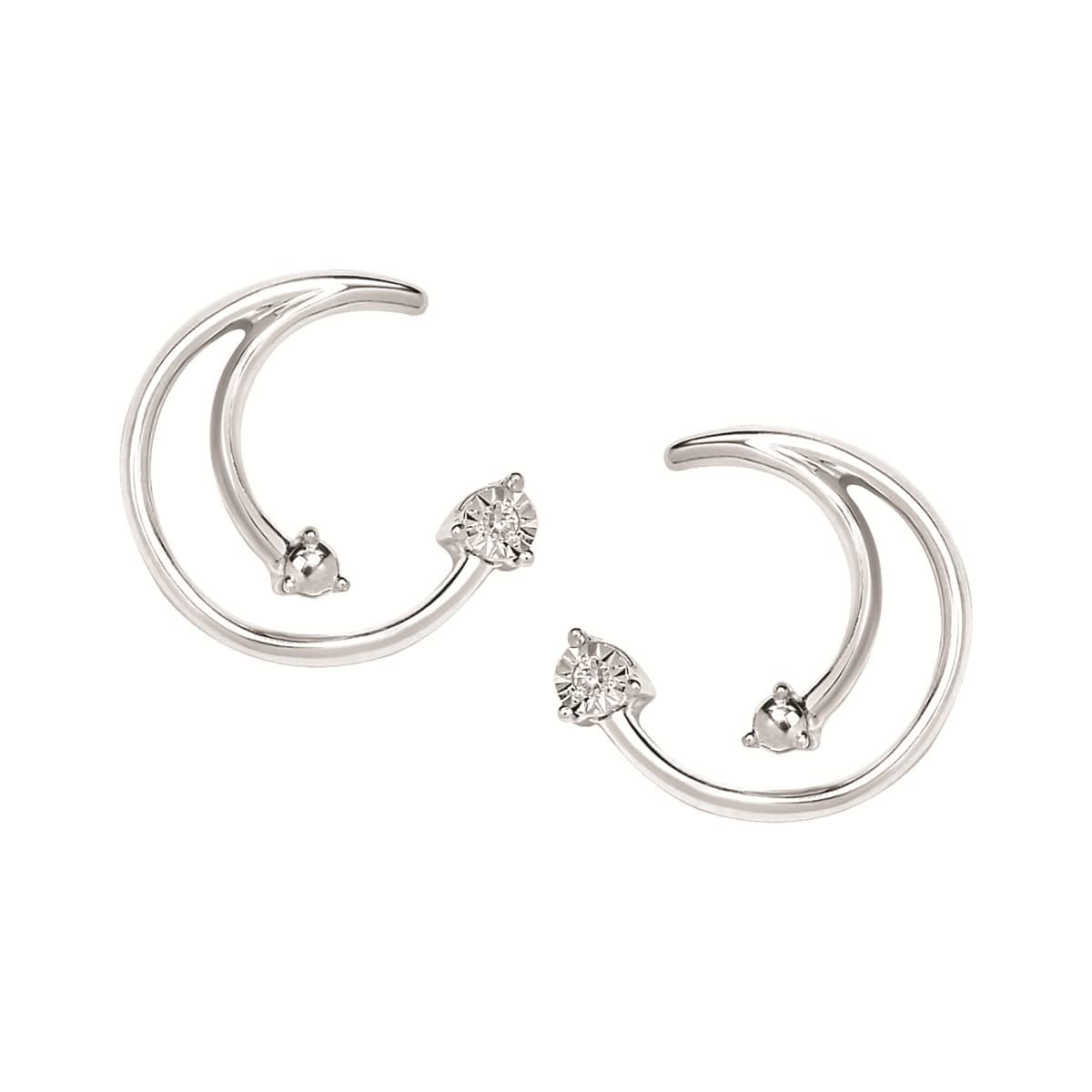 Diamond Swirl Earrings in Sterling Silver