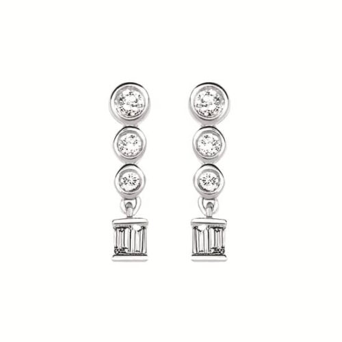 Sterling Silver Diamond Dangle Earrings