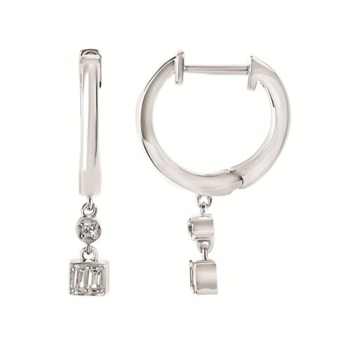 Baguette & Round Diamond Hoop Earrings