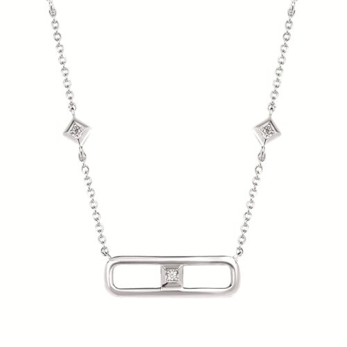 Silver Diamond Stationary Necklace