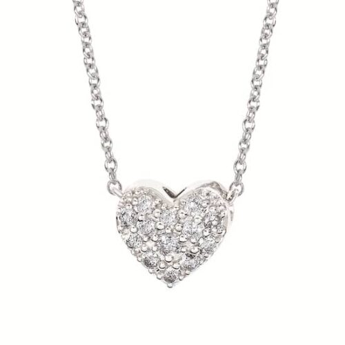 Silver Diamond Heart Necklace