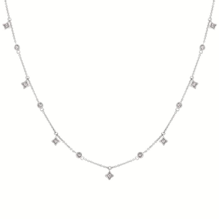 Sterling Silver Diamond Station Necklace