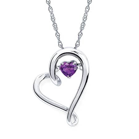 Amethyst Shimmering Heart Necklace