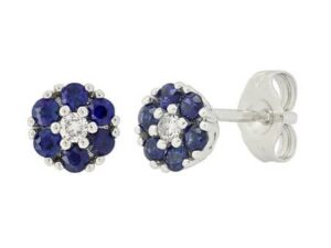 Sapphire and Diamond Flower Earrings