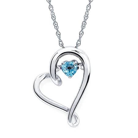 Shimmering Blue Topaz Heart Necklace