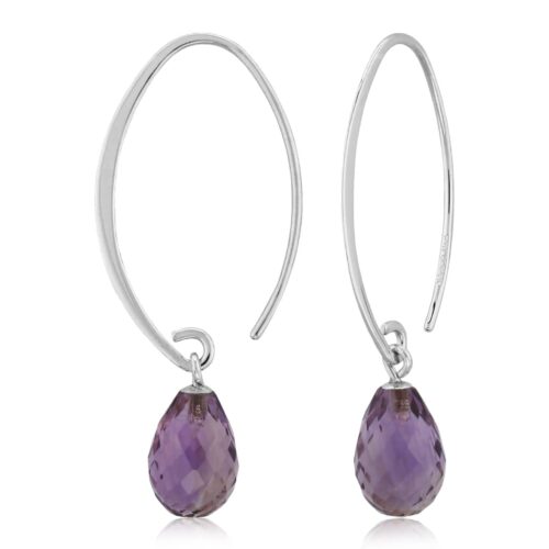 Silver Amethyst Drop Earrings