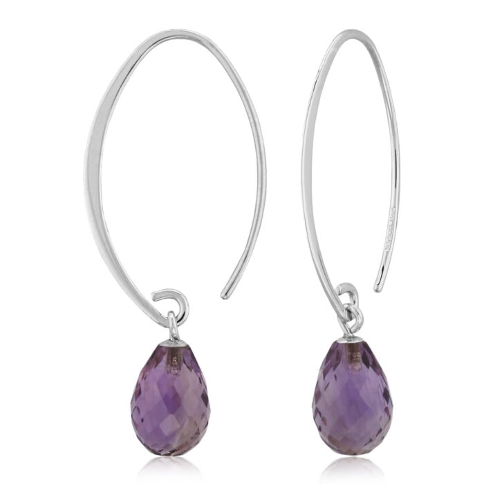 Silver Amethyst Drop Earrings