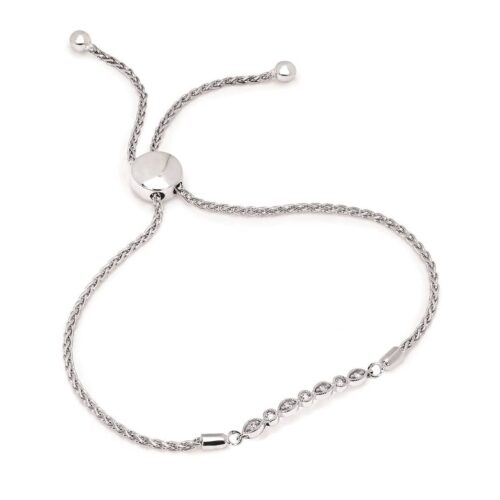 Silver Diamond Bolo Bracelet