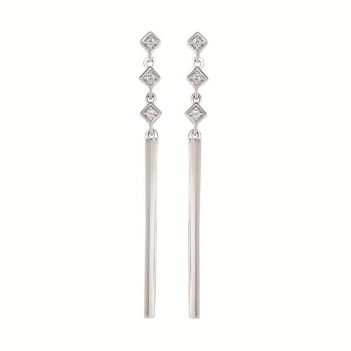 Silver Diamond Dangle Earrings