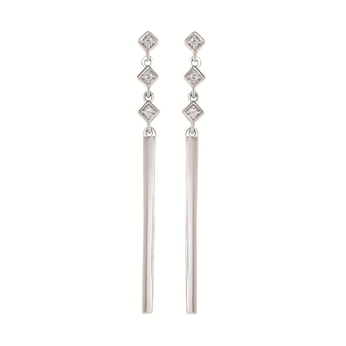 Silver Diamond Dangle Earrings