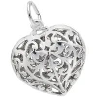 Silver Filigree Heart Charm