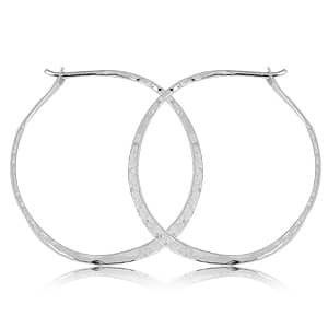 Silver Hammered Hoop Earrings