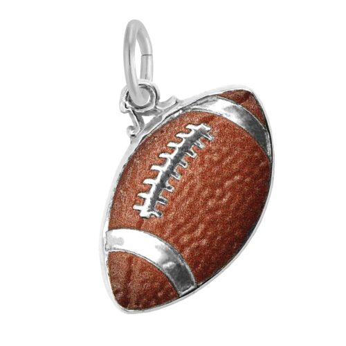 Silver Painted Football Charm