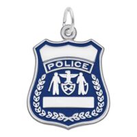 Silver Police Badge Painted Blue