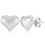 Silver Puffed Heart Stud Earrings