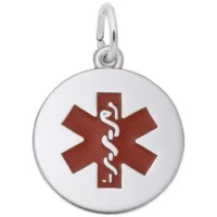 Silver Rod of Asclepius Charm