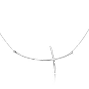 Silver Sideways Cross Necklace