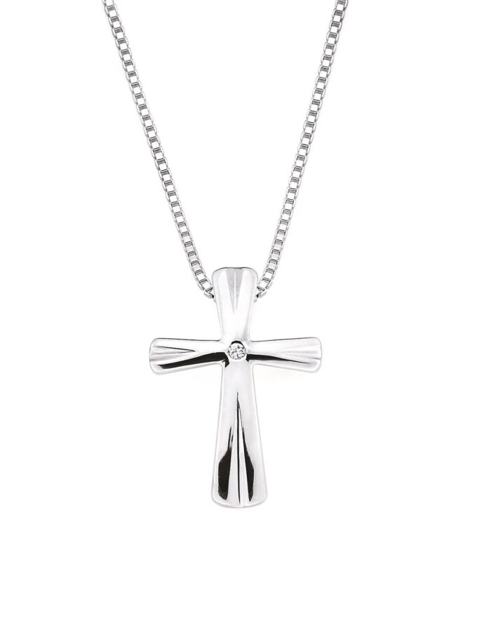 Silver Tapered Cross Necklace